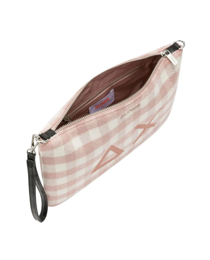 SUN68 Pochette Donna X45212 AI 25/26 lana con motivo a quadri 04 ROSA