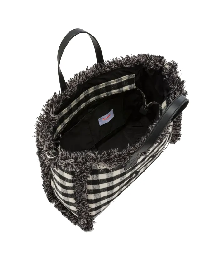 SUN68 Borsa Donna X45213 CALI AI 25/26 lana con motivo a quadri 11 NERO