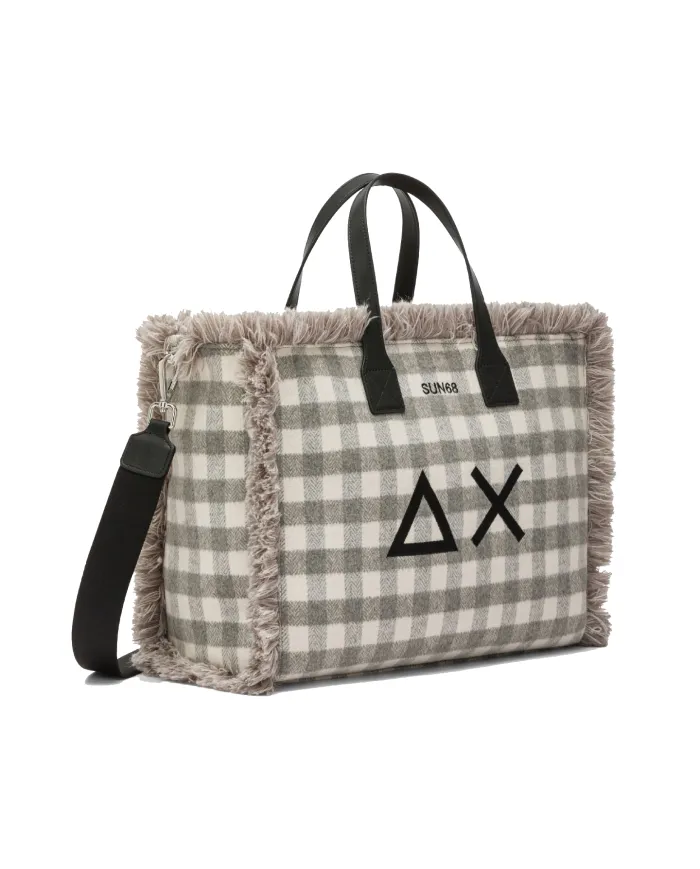 SUN68 Borsa Donna X45213 CALI AI 25/26 lana con motivo a quadri 34 GRIGIO MEDIO SUN68 Borsa Donna X45213 CALI AI 25/26 lana con motivo a quadri 34 GRIGIO MEDIO