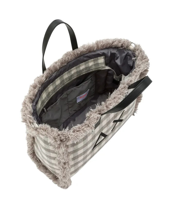 SUN68 Borsa Donna X45213 CALI AI 25/26 lana con motivo a quadri 34 GRIGIO MEDIO