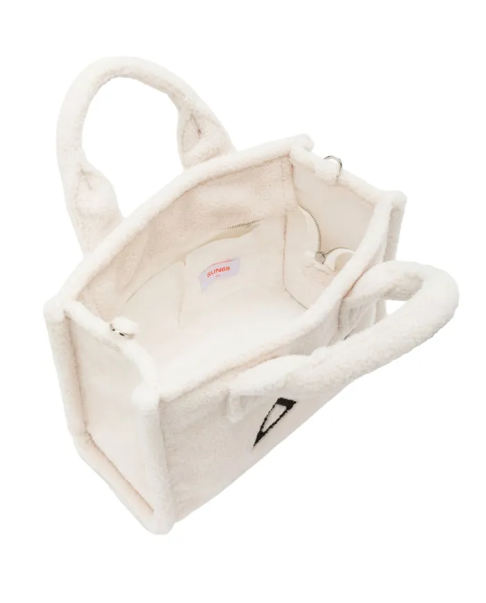 SUN68 Borsa Donna X45224 CALI AI 25/26 stile shopping con motivo teddy 31 BIANCO PANNA
