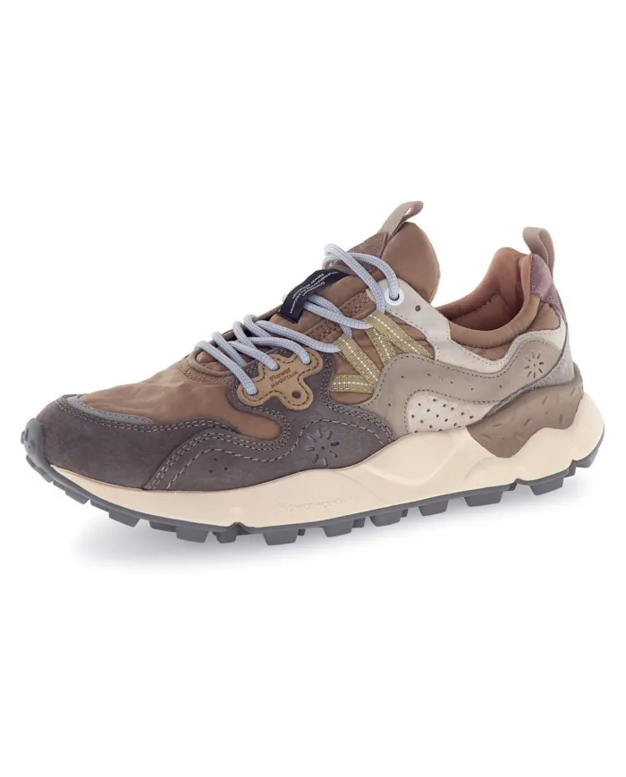 FLOWER MOUNTAIN Sneakers Uomo 2017816 01 YAMANO3 AI 25/26 pelle con dettagli in tessuto 1B31 grey/mud/off white FLOWER MOUNTAIN Sneakers Uomo 2017816 01 YAMANO3 AI 25/26 pelle con dettagli in tessuto 1B31 grey/mud/off white