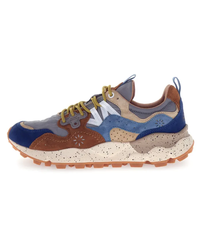FLOWER MOUNTAIN Sneakers Uomo 2017816 01 YAMANO3 AI 25/26 pelle con dettagli in tessuto 3D67 brw deep/petr l.blue FLOWER MOUNTAIN Sneakers Uomo 2017816 01 YAMANO3 AI 25/26 pelle con dettagli in tessuto 3D67 brw deep/petr l.blue