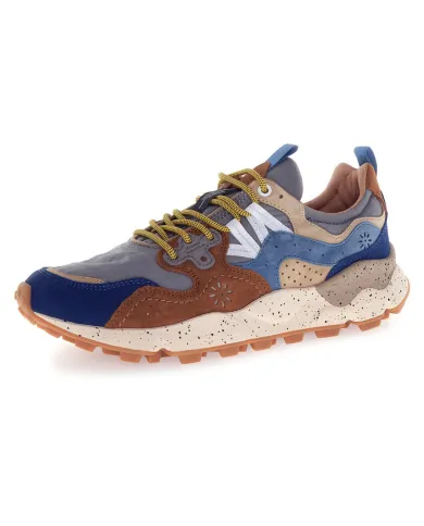 FLOWER MOUNTAIN Sneakers Uomo 2017816 01 YAMANO3 AI 25/26 pelle con dettagli in tessuto 3D67 brw deep/petr l.blue FLOWER MOUNTAIN Sneakers Uomo 2017816 01 YAMANO3 AI 25/26 pelle con dettagli in tessuto 3D67 brw deep/petr l.blue