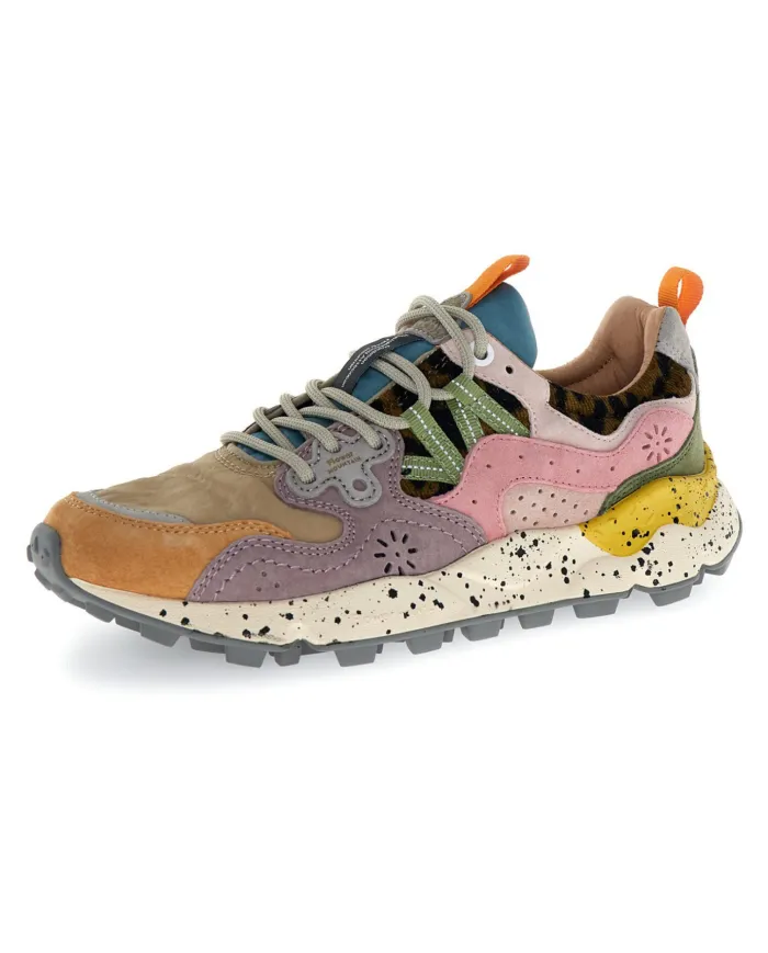FLOWER MOUNTAIN Sneakers Donna 2017817 55 YAMANO3 AI 25/26 pelle con dettagli scamosciati 2F71 mustard/grey/cipria FLOWER MOUNTAIN Sneakers Donna 2017817 55 YAMANO3 AI 25/26 pelle con dettagli scamosciati 2F71 mustard/grey/cipria