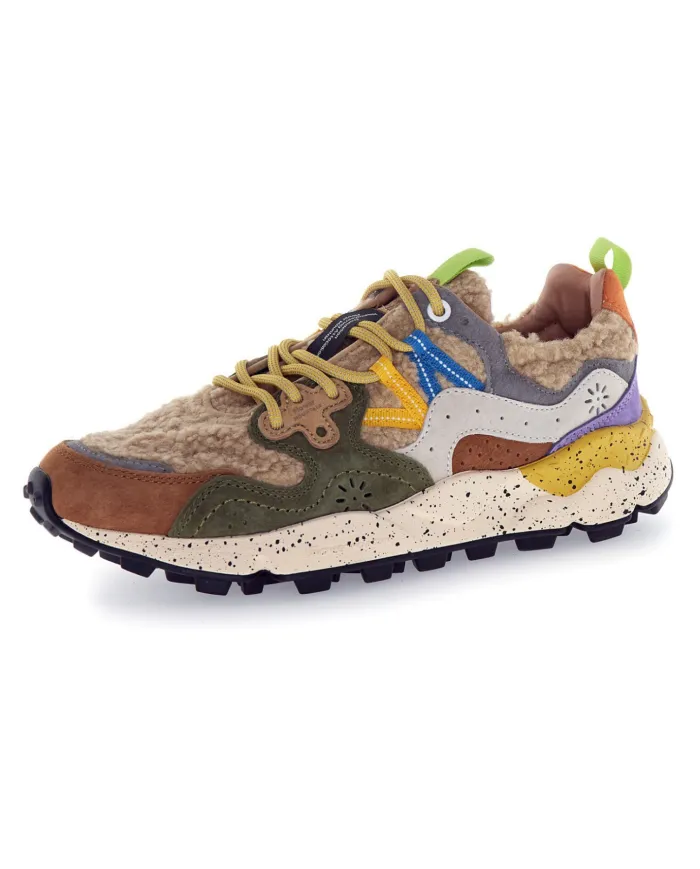 FLOWER MOUNTAIN Sneakers Donna 2017818 30 YAMANO3 AI 25/26 pelle con dettaglio in tessuto teddy 4D52 mud/grey/off white FLOWER MOUNTAIN Sneakers Donna 2017818 30 YAMANO3 AI 25/26 pelle con dettaglio in tessuto teddy 4D52 mud/grey/off white