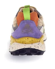 FLOWER MOUNTAIN Sneakers Donna 2017818 30 YAMANO3 AI 25/26 pelle con dettaglio in tessuto teddy 4D52 mud/grey/off white