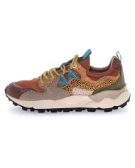 FLOWER MOUNTAIN Sneakers Donna 2017818 30 YAMANO3 AI 25/26 pelle con dettaglio animalier applicata 2B58 d.grey/mud/warm/brown