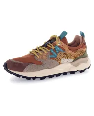 FLOWER MOUNTAIN Sneakers Donna 2017818 30 YAMANO3 AI 25/26 pelle con dettaglio animalier applicata 2B58 d.grey/mud/warm/brown