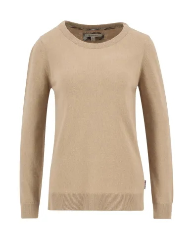 BARBOUR Maglia Donna LKN1075 PENDLE AI 25/26 lana con toppe applicate BE12 pale caramel/hessian BARBOUR Maglia Donna LKN1075 PENDLE AI 25/26 lana con toppe applicate BE12 pale caramel/hessian