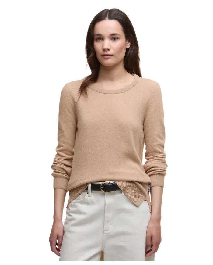 BARBOUR Maglia Donna LKN1075 PENDLE AI 25/26 lana con toppe applicate BE12 pale caramel/hessian BARBOUR Maglia Donna LKN1075 PENDLE AI 25/26 lana con toppe applicate BE12 pale caramel/hessian
