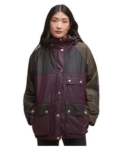BARBOUR Giaccone Donna LWX1484 KEELEY AI 25/26 cotone con motivo in contrasto RE71 merlot/rustic/beech BARBOUR Giaccone Donna LWX1484 KEELEY AI 25/26 cotone con motivo in contrasto RE71 merlot/rustic/beech