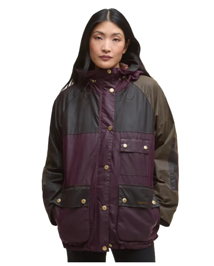 BARBOUR Giaccone Donna LWX1484 KEELEY AI 25/26 cotone con motivo in contrasto RE71 merlot/rustic/beech BARBOUR Giaccone Donna LWX1484 KEELEY AI 25/26 cotone con motivo in contrasto RE71 merlot/rustic/beech