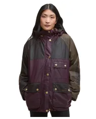 BARBOUR Giaccone Donna LWX1484 KEELEY AI 25/26 cotone con motivo in contrasto RE71 merlot/rustic/beech