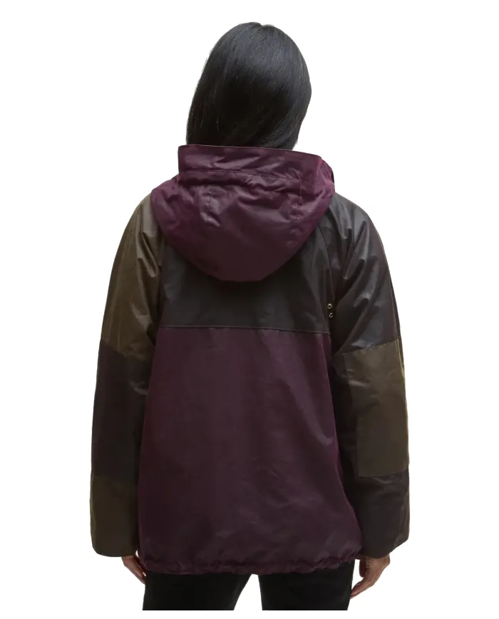BARBOUR Giaccone Donna LWX1484 KEELEY AI 25/26 cotone con motivo in contrasto RE71 merlot/rustic/beech