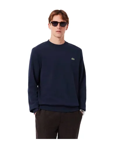 LACOSTE Felpa Uomo SH9801 PE 2025 Classic fit in cotone garzato con ricamo logato 166 BLU NAVY LACOSTE Felpa Uomo SH9801 PE 2025 Classic fit in cotone garzato con ricamo logato 166 BLU NAVY