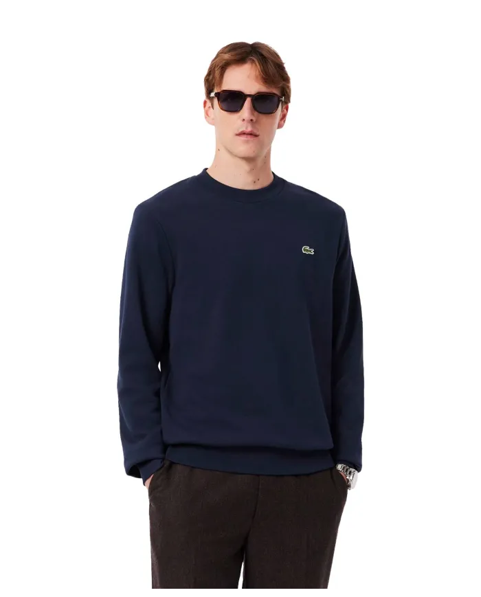 LACOSTE Felpa Uomo SH9801 PE 2025 Classic fit in cotone garzato con ricamo logato 166 BLU NAVY LACOSTE Felpa Uomo SH9801 PE 2025 Classic fit in cotone garzato con ricamo logato 166 BLU NAVY