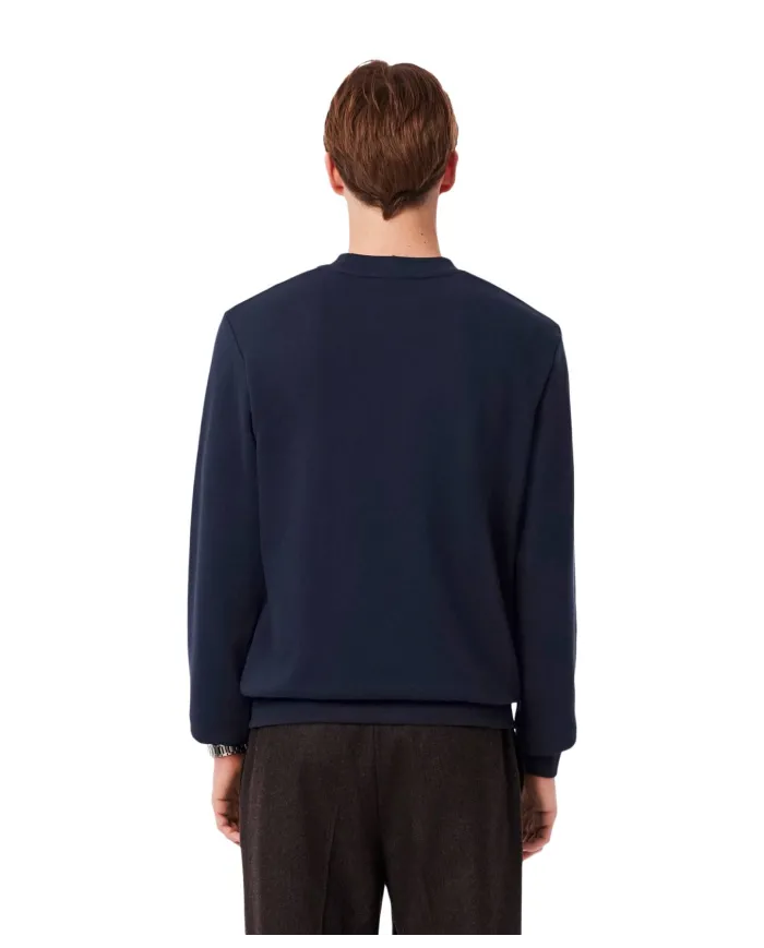 LACOSTE Felpa Uomo SH9801 PE 2025 Classic fit in cotone garzato con ricamo logato 166 BLU NAVY
