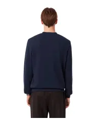 LACOSTE Felpa Uomo SH9801 PE 2025 Classic fit in cotone garzato con ricamo logato 166 BLU NAVY