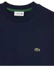 LACOSTE Felpa Uomo SH9801 PE 2025 Classic fit in cotone garzato con ricamo logato 166 BLU NAVY
