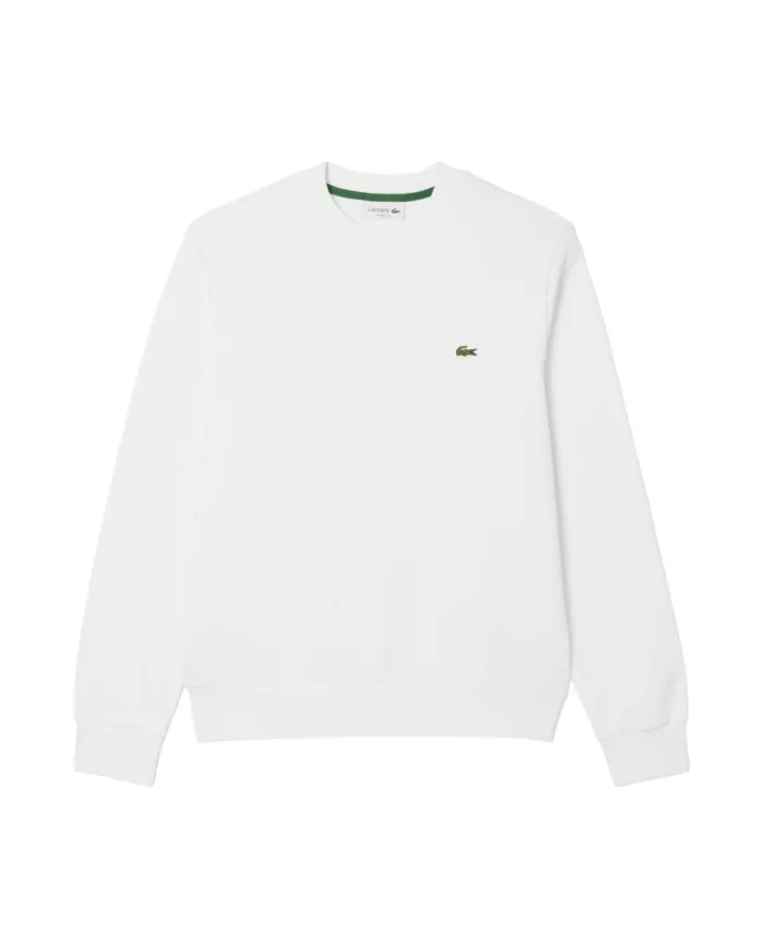 LACOSTE Felpa Uomo SH9801 PE 2025 Classic fit in cotone garzato con ricamo logato 001 BIANCO LACOSTE Felpa Uomo SH9801 PE 2025 Classic fit in cotone garzato con ricamo logato 001 BIANCO