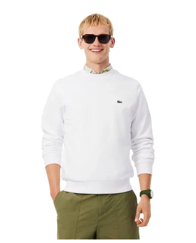 LACOSTE Felpa Uomo SH9801 PE 2025 Classic fit in cotone garzato con ricamo logato 001 BIANCO LACOSTE Felpa Uomo SH9801 PE 2025 Classic fit in cotone garzato con ricamo logato 001 BIANCO