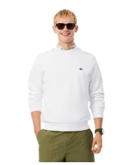LACOSTE Felpa Uomo SH9801 PE 2025 Classic fit in cotone garzato con ricamo logato 001 BIANCO