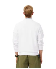 LACOSTE Felpa Uomo SH9801 PE 2025 Classic fit in cotone garzato con ricamo logato 001 BIANCO