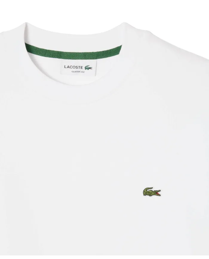 LACOSTE Felpa Uomo SH9801 PE 2025 Classic fit in cotone garzato con ricamo logato 001 BIANCO