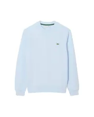 LACOSTE Felpa Uomo SH9801 PE 2025 Classic fit in cotone garzato con ricamo logato T01 BLU CHIARO