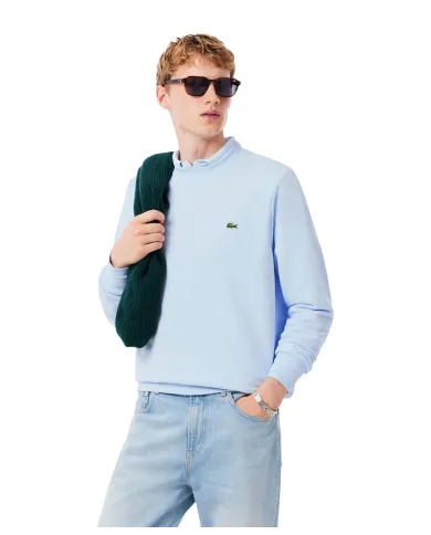 LACOSTE Felpa Uomo SH9801 PE 2025 Classic fit in cotone garzato con ricamo logato T01 BLU CHIARO LACOSTE Felpa Uomo SH9801 PE 2025 Classic fit in cotone garzato con ricamo logato T01 BLU CHIARO