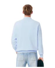 LACOSTE Felpa Uomo SH9801 PE 2025 Classic fit in cotone garzato con ricamo logato T01 BLU CHIARO