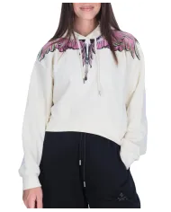 COUNTY OF MILAN Felpa Donna 25ICM30000 AI 25/26 cotone con stampa 03 latte/pink wings