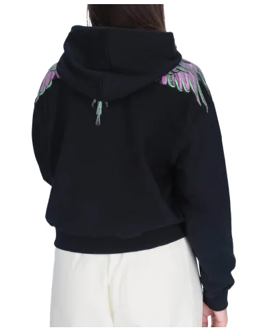 COUNTY OF MILAN Felpa Donna 25ICM30000 AI 25/26 cotone con stampa 04 nero/pink wings COUNTY OF MILAN Felpa Donna 25ICM30000 AI 25/26 cotone con stampa 04 nero/pink wings