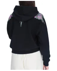 COUNTY OF MILAN Felpa Donna 25ICM30000 AI 25/26 cotone con stampa 04 nero/pink wings