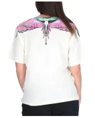 COUNTY OF MILAN T-shirt Donna 25ICM30001 AI 25/26 cotone con iconica stampa 03 latte/pink wings