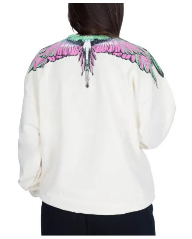 COUNTY OF MILAN Felpa Donna 25ICM30003 AI 25/26 cotone con iconica stampa 03 latte/pink wings COUNTY OF MILAN Felpa Donna 25ICM30003 AI 25/26 cotone con iconica stampa 03 latte/pink wings