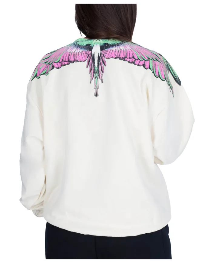 COUNTY OF MILAN Felpa Donna 25ICM30003 AI 25/26 cotone con iconica stampa 03 latte/pink wings COUNTY OF MILAN Felpa Donna 25ICM30003 AI 25/26 cotone con iconica stampa 03 latte/pink wings