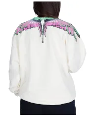 COUNTY OF MILAN Felpa Donna 25ICM30003 AI 25/26 cotone con iconica stampa 03 latte/pink wings