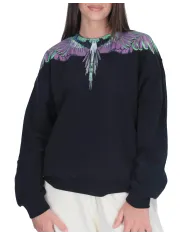 COUNTY OF MILAN Felpa Donna 25ICM30003 AI 25/26 cotone con iconica stampa 04 nero/pink wings