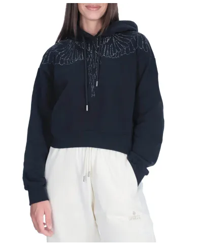 COUNTY OF MILAN Felpa Donna 25ICM30028 AI 25/26 cotone regular con dettaglio strass 01 NERO COUNTY OF MILAN Felpa Donna 25ICM30028 AI 25/26 cotone regular con dettaglio strass 01 NERO