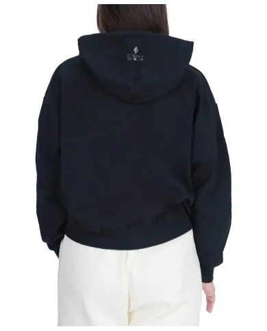 COUNTY OF MILAN Felpa Donna 25ICM30028 AI 25/26 cotone regular con dettaglio strass 01 NERO COUNTY OF MILAN Felpa Donna 25ICM30028 AI 25/26 cotone regular con dettaglio strass 01 NERO