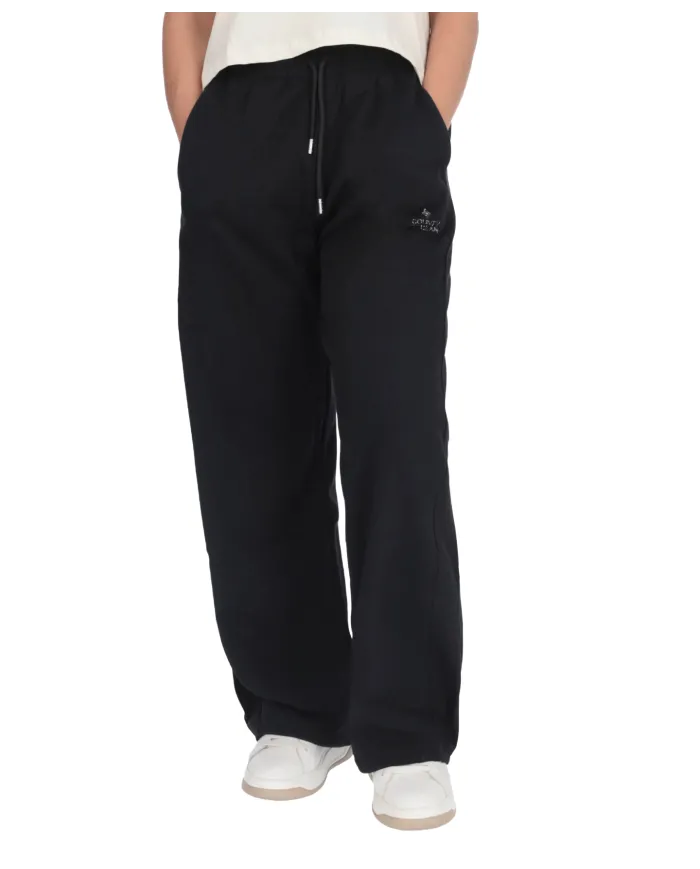 COUNTY OF MILAN Pantalone Donna 25ICM30031 AI 25/26 cotone tuta con coulisse 01 NERO COUNTY OF MILAN Pantalone Donna 25ICM30031 AI 25/26 cotone tuta con coulisse 01 NERO
