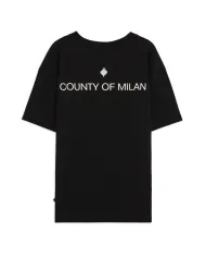 COUNTY OF MILAN T-shirt Uomo F5CAMATH014 AI 25/26 cotone con ricamo logato 110 nero/black