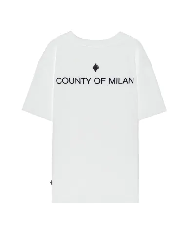 COUNTY OF MILAN T-shirt Uomo F5CAMATH014 AI 25/26 cotone con ricamo logato 002 OFF WHITE COUNTY OF MILAN T-shirt Uomo F5CAMATH014 AI 25/26 cotone con ricamo logato 002 OFF WHITE