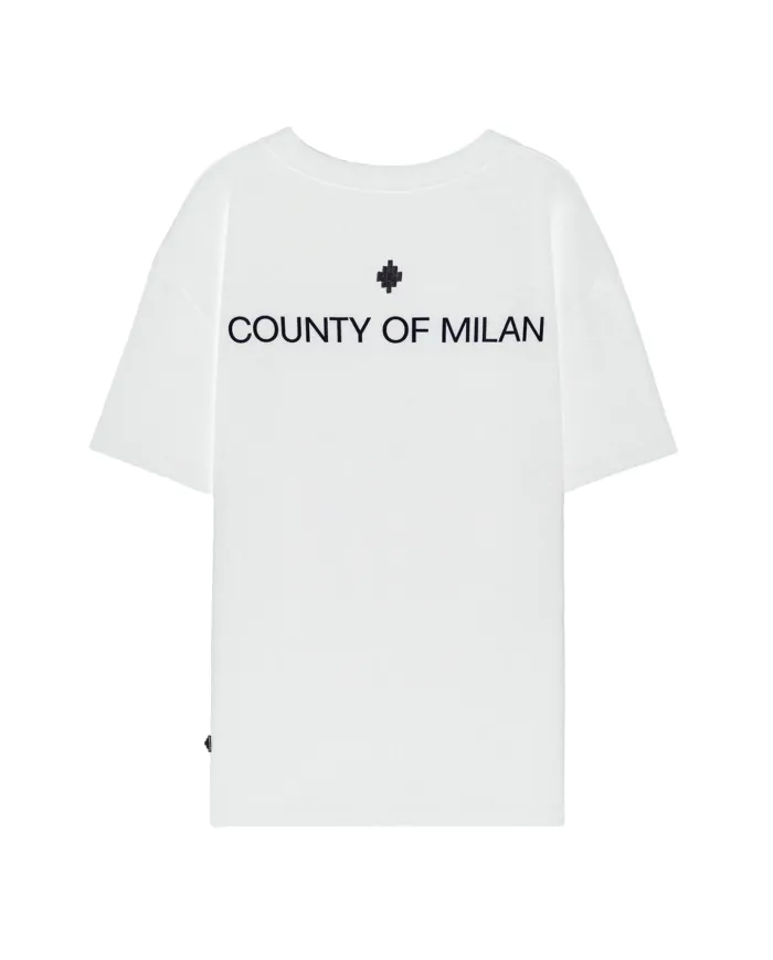 COUNTY OF MILAN T-shirt Uomo F5CAMATH014 AI 25/26 cotone con ricamo logato 002 OFF WHITE COUNTY OF MILAN T-shirt Uomo F5CAMATH014 AI 25/26 cotone con ricamo logato 002 OFF WHITE