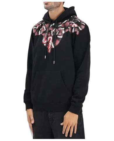 COUNTY OF MILAN Felpa Uomo F5CAMAHS034 AI 25/26 cotone con cappuccio e stampa serpente 110 nero/black COUNTY OF MILAN Felpa Uomo F5CAMAHS034 AI 25/26 cotone con cappuccio e stampa serpente 110 nero/black