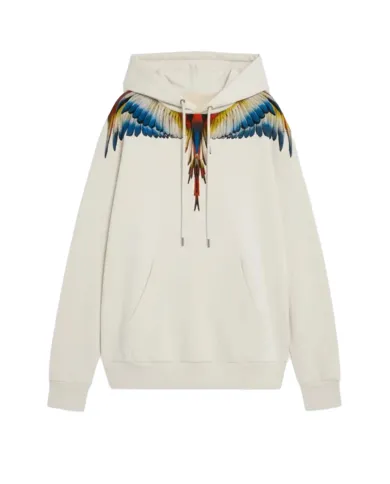 COUNTY OF MILAN Felpa Uomo F5CAMAHS059 AI 25/26 cotone con cappuccio e stampa wings 013 CREMA/CREAM COUNTY OF MILAN Felpa Uomo F5CAMAHS059 AI 25/26 cotone con cappuccio e stampa wings 013 CREMA/CREAM