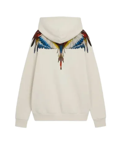 COUNTY OF MILAN Felpa Uomo F5CAMAHS059 AI 25/26 cotone con cappuccio e stampa wings 013 CREMA/CREAM COUNTY OF MILAN Felpa Uomo F5CAMAHS059 AI 25/26 cotone con cappuccio e stampa wings 013 CREMA/CREAM