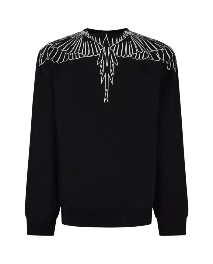 COUNTY OF MILAN Felpa Uomo F5CAMASW001 AI 25/26 cotone con stampa wings 110 nero/black COUNTY OF MILAN Felpa Uomo F5CAMASW001 AI 25/26 cotone con stampa wings 110 nero/black